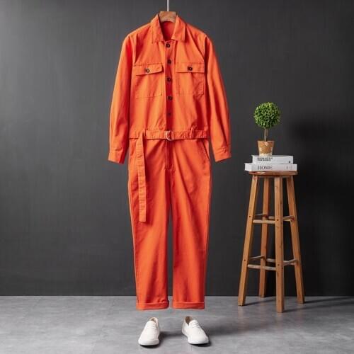 Overalls For Men Women Orange One Piece Jumpsuits Rompers Long Sleeve Pants Suit Work Wear Overalls Workwear Clothes Plus Size