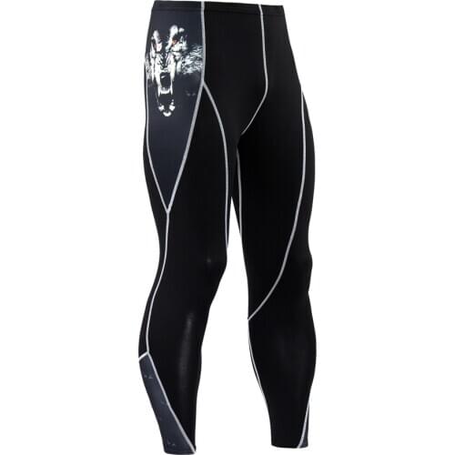 Workout Printed Running Pants Men Compression Tight Leggings Sportswear Gym Fitness Jogging Pants Quick Dry Training Trousers