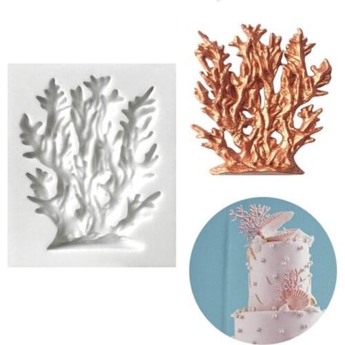 KUXSE Sugarcraft 3D Coral Seaweed Silicone Mold Fondant Mold Cake Decorating Tools Chocolate Gumpaste Moulds Baking Tool