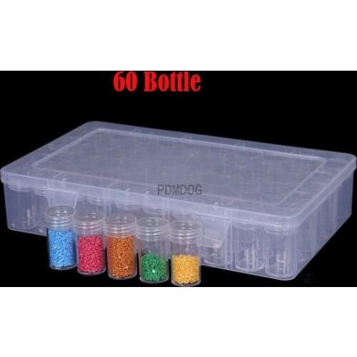 64/60 Bottles Jar Square Diamond Painting Storage box Diamond Painting Accessories Beads Container Mosaic Storage boxes Tools
