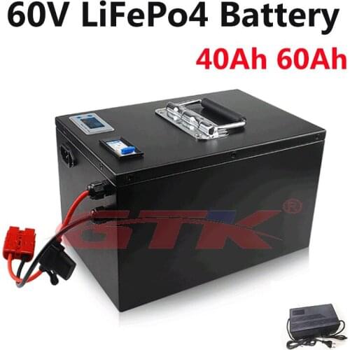 GTK LiFePO4 60V 40Ah 60Ah Lithium battery pack with BMS for Sighteeing car power tool grass cutter E-scooter+5A charger