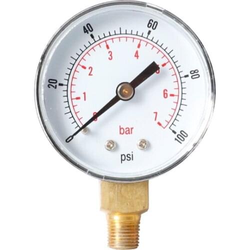 Air Water Fuel Oil Hydraumatic Pressure Gauge 50mm 1/4" BSPT Vertical 15,30,60,100,150,300 PSI & Bar Radial Side Buttom Mount