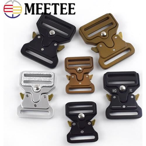 Meetee 1pc/2pcs ID25-50mm Alloy Release Buckle Outdoor Tactics Belt Strap Webbing Adjustment Buckle DIY Clothing Accessory YK032