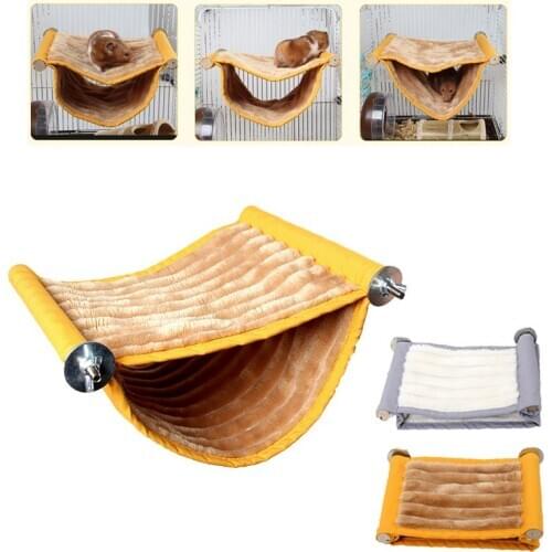 Mini Animal Hammock Double Layer Hamster Hanging House Pet Cage Soft Plush Cute Winter Warm Nest Sleeping Bed Small Pet Product