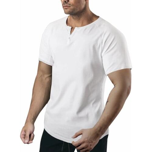 Muscle Fitness Mens Sports T-shirt Summer Outdoor Training Trend Tee Contracted Atmosphere Pure Color Slim Sweatshirts