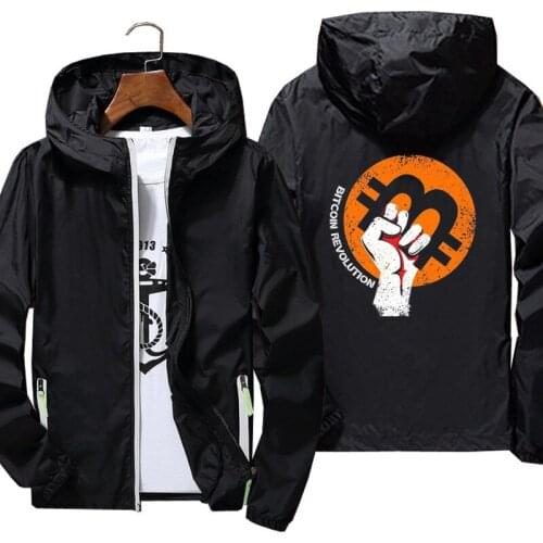 Crypto Mens Bitcoin Cryptocurrency Btc Blockchain Geek Bitcoin Revolution Windbreaker Pilot Thin Reflective Sports Coat Jacket