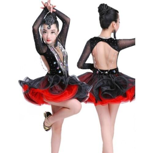 New Latin diamond ballroom dance dresses for girls dress cha dance dress costume for dance competition costumes
