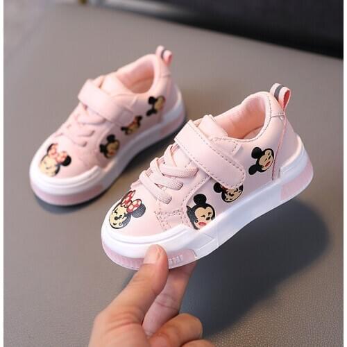 2020 Autumn New Minnie Mickey Kids Casual Shoes Cute Princess Fashion Girl Baby Breathable Soft Sole Childrens Sneakers