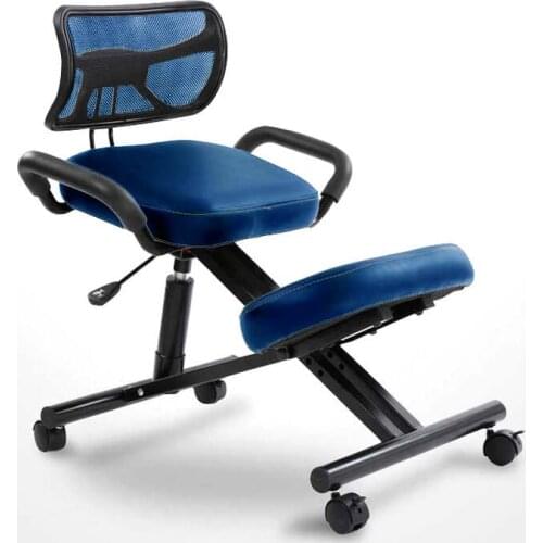 Ergonomically Designed Knee Chair with Back and Handle Office Kneeling Chair Ergonomic Posture Leather Black Chair With Caster