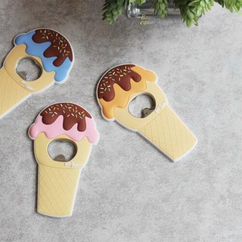 Ice Cream Shape Bottle Opener Portable Magnetic Adsorption Anti-slip Handle Soft Glue Beer Opener for Kitchen Wine Accessories
