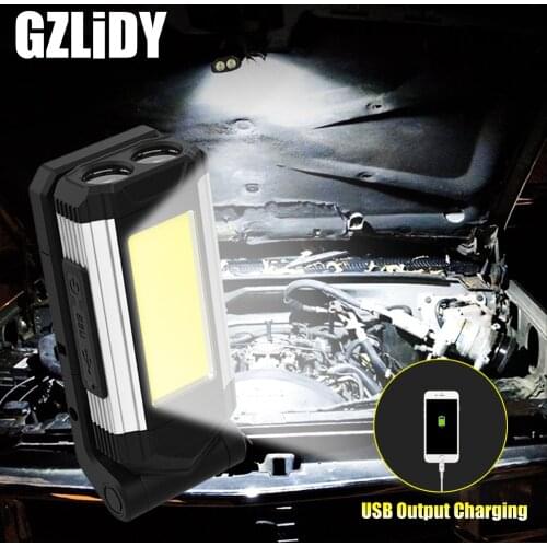 COB Work Light with Magnet LED Flashlight Multifunctional Adjustable Camping Lamp Waterpoof Torch USB Rechargeable Lantern