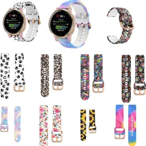 18mm silicone watchbands For Garmin vivoactive 4S bracelet smart sport strap cute Cartoon cat paw flower soft Watchstrap Leopard