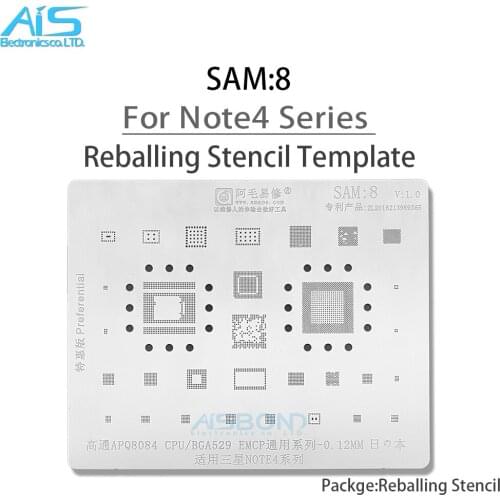 Amaoe SAM8 BGA Reballing Stencil For Samsung Note4 APQ8084 CPU BGA259 EMCP RAM Power Wifi IC Chip Steel Mesh