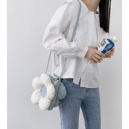 Women Bag Small Fresh Bucket Flowers Lady Zipper Soft Cotton Fabric Shoulder bag Pures And Bag Crossbody Bag For Teenage Girls