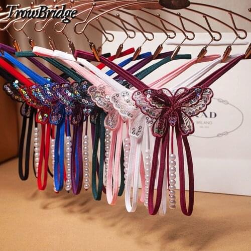 TrowBridge Erotic Womens Thong Panties Sexy Beaded G-Strings Butterfly Pattern Underwear Temptation Lingerie Girl Hot Underpant
