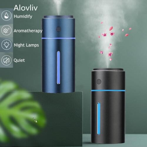 260ml Wireless Ultrasonic Aroma Diffuser Alloy USB Air Humidifier Car Mist Maker with Battery LED Lamps Mini Office Air Purifier