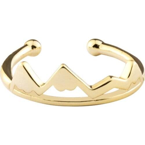 GORGEOUS TALE 2019 Mother`s Day Gift Green Copper New Arrival Minimalist Mountain Rings Gold Color Adjustable Rings For Women