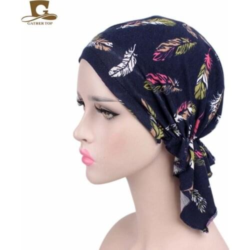 New fashion Women cotton Bandana Scarf Pre Tied Chemo Hat Beanie Turban Headwear for Cancer Patients hair accessories