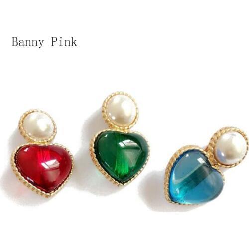 Cute Alloy Heart Pendant Clip Earrings For Women Elegant Imitation Pearl Resin Charm Clip Earrings Fashion Jewelry Pendientes