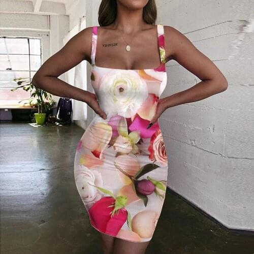 KYKU Flowers Dress Women Love Sundress Romantic Ladies Dresses Harajuku Bodycon Dress Womens Clothing Party Vintage Korean Style