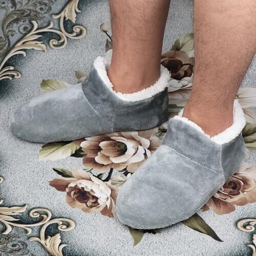 Winter men slippers sude House Indoor Slippers Plush Fashion Plus size Male slippers home Soft Sole Solid Flat Furry Slippers