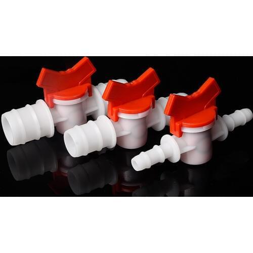 1PCS Hose Barb Two Way Ball Valve 4mm 6mm 8mm 10mm 12mm 16mm 20mm 25mm 32mm Plastic Aquarium Garden Irrigation Connector reducer