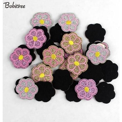 10pcs/lot Beautiful shine flowers embroidered clothes patches for clothing for bags decorative girls DIY accessories