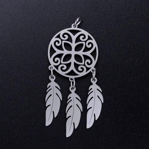 3pcs/lot Bohemia Dreamcatcher Feather Stainless Steel DIY Charms Wholesale Never Rust Jewelry Finding Supplies