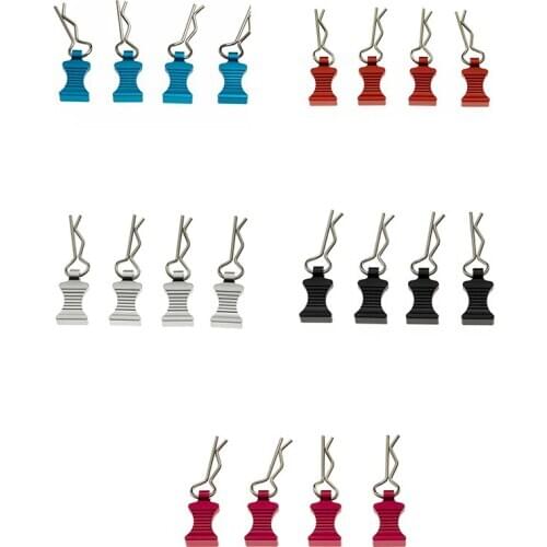 4Pcs R-Type Body Shell Clips Pin with Aluminum Mount Set for Axial SCX10 TRX4 1/8 1/10 RC Cars Parts Accessories