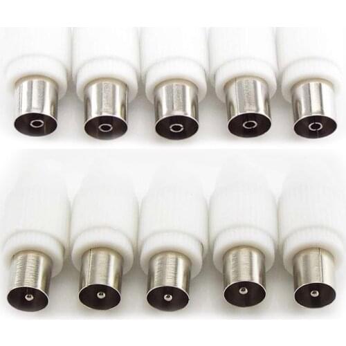 75-5 Free Welding RF Television Male Female Plug 9.5 TV RF Terminal Antenna Connector White 9.5 Video Plug CCTV Accessories