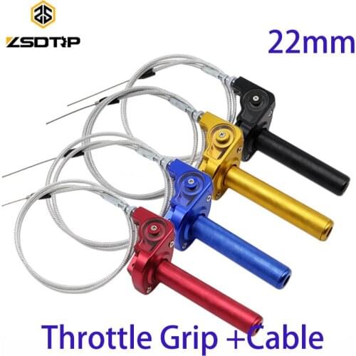 Free shipping ZSDTRP CNC Aluminum 22mm colors Throttle Grip Quick Twister+Cable fit on all this size motorcycle Dirt Bike Motor