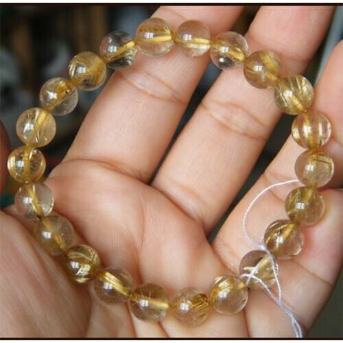 Buyee 8mm/10mm Natural Citrin Bracelet Elastic Rope Simple Bracelet Women Yellow Stone Bead Charm Bracelet Fashion Jewelry