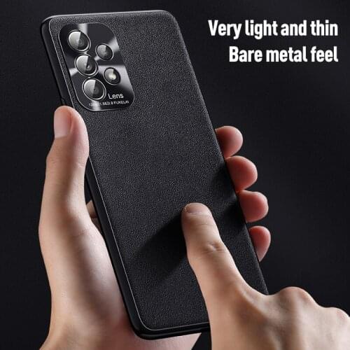 For Samsung Galaxy A52 A72 A32 4G 5G Case Luxury Vegan Leather Grain Matte Hard PC Shell Silicone Frame Protective Back Cover