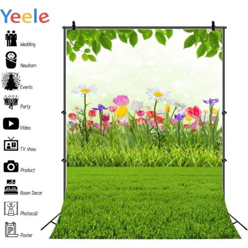 Yeele Spring Scenery Photopone Grassland Flowers Child Portrait Photo Backgrounds Custom Photographic Backdrops For Photo Studio