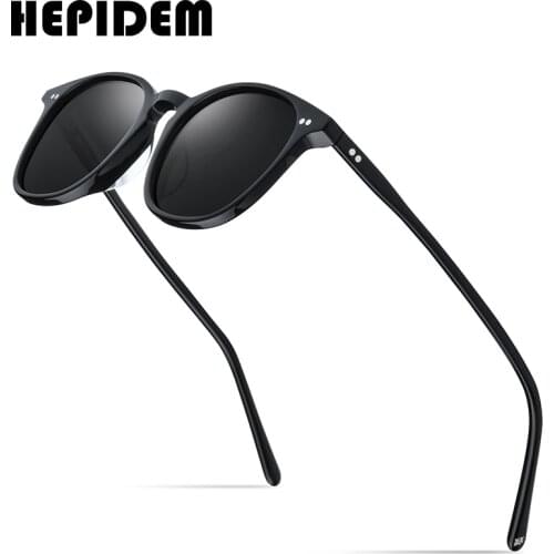 HEPIDEM Acetate Polarized Sunglasses for Men 2020 New Luxury Brand Designer Retro Vintage Square Sun Glasses for Women 9128