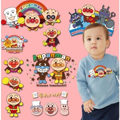 Hot Anime Anpanman Patches Iron on Transfer For Clothes Cute Heat Transfer Vinyl Sticker Kids Applique on Clothes Thermal Press