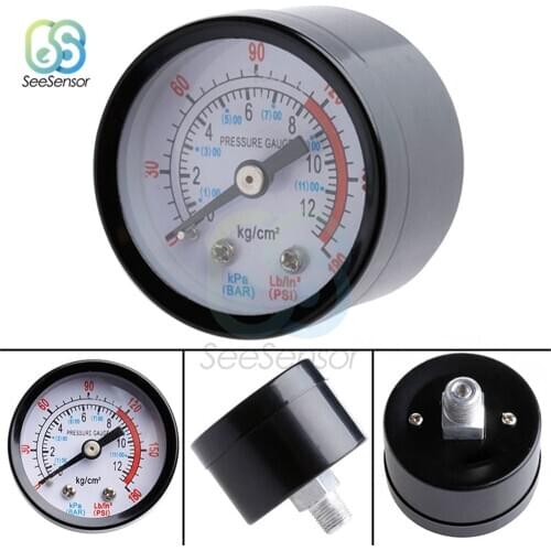 Bar Air Pressure Gauge 10mm 1/8 BSP 13mm 1/4 BSP Thread 0-180 PSI 0-12 Manometer Double Scale For Air Compressor