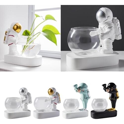 Desktop Glass Planter Bulb Vase Resin Base Hydroponic Plant Container Vase