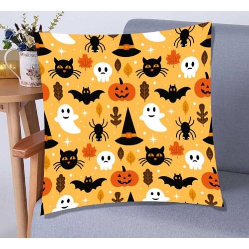 Halloween Eve Pillowcase 3D Jack O'Lantern/Monster/Spider Web/Bat Print Polyester Covers 2 Pieces Throw Pillow Cover Living Room