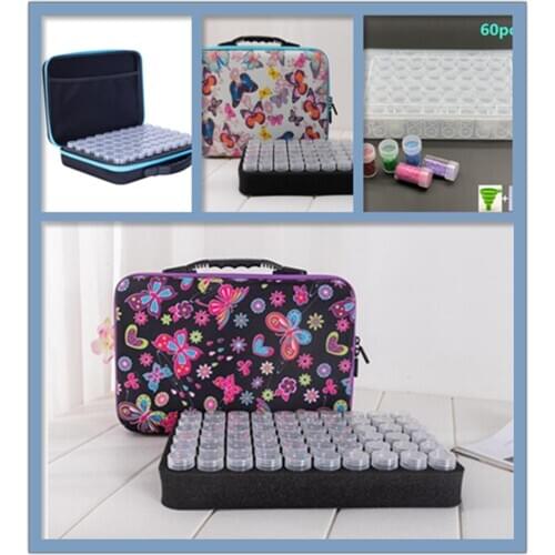 New diamond mosaic 60 bottle butterfly storage box, hand-embroidered storage bag, bead painting accessories, tool bag, portable