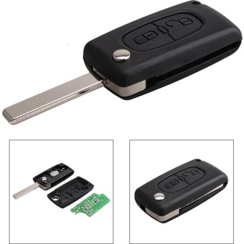 433Mhz 2Buttons ABS Black Remote Car Key Fob Replacement with ID46 Chip Transmitter Clicker Alarm Fit for Peugeot 2004-2008 key