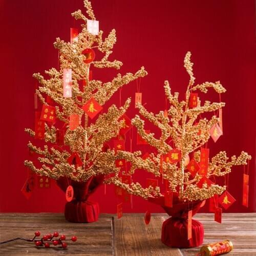 Birch Tree Chun Fu Character Ornaments Chinese New Year Lucky Tree for Home Shopping Mall Decorations - Good Luck Wealth