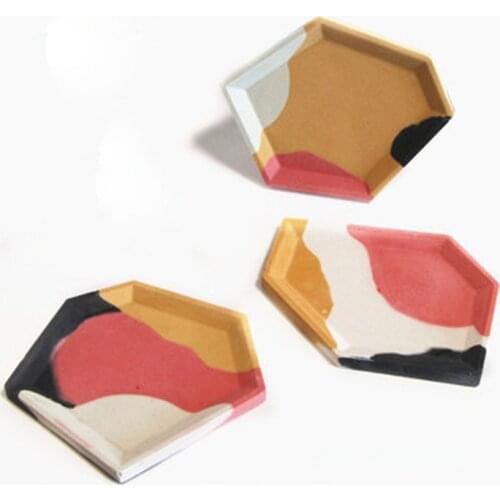 Irregular Coaster Concrete Tray Silicone Mold polygon Candlestick Plaster Base Tray Mould Cement Flowerpot Pedestal Molds