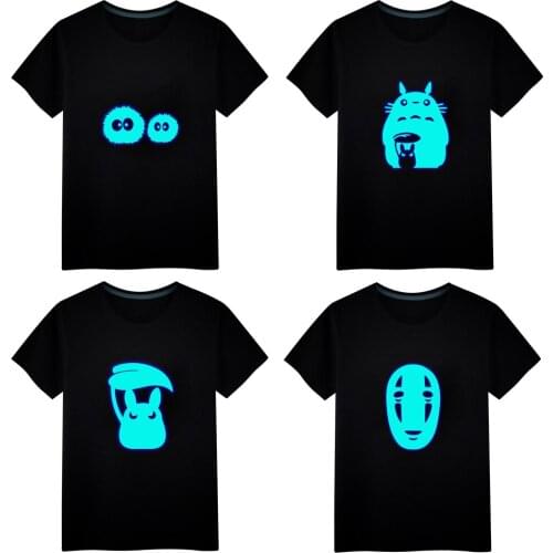 My Neighbor kawaii anime Totoro print Luminous T-shirt Casual Unisex Tops Vest Tees Short sleeve Men T-shirt Children T Shirt