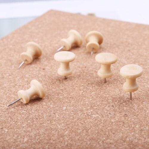 W3JD 15Pcs Nautral Cork Wooden Pushpins Thumbtack Board Pins Drawing Photo Wall Studs Office School Supplies