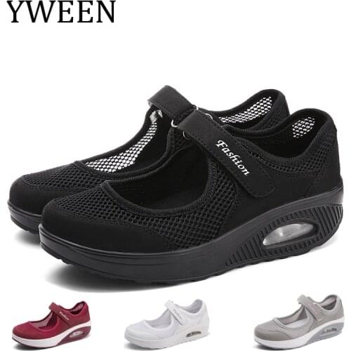 YWEEN New Spring Shoes Women Platform Sneakers Hook&Loop Ladys Flats Height Increasing Summer Breathable Female Casual Shoes