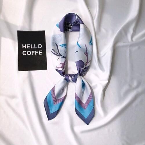 70*70cm New Sweet Florals Printed Silk Polyester Women Casual Multifunction Small Square Fashion Neckerchief Wraps Scarves 2021