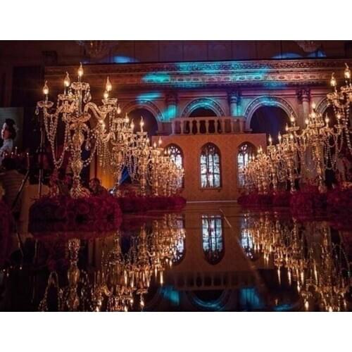 10 pcs/lot 31" Upscal Table Centerpiece Acrylic Crystal Wedding Candelabras Candle Holder Wedding Aisle Road Leads Props