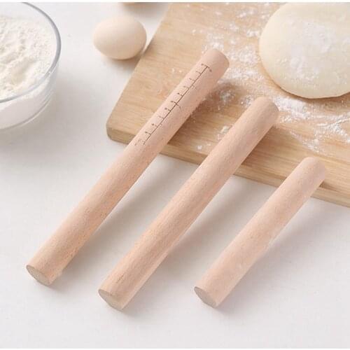 16cm/25cm/30cm Noodle Pizza Cake Dough Pastry Roller Wooden Rolling Pin With Scale Cookies Biscuit Baking Tool Non-stick