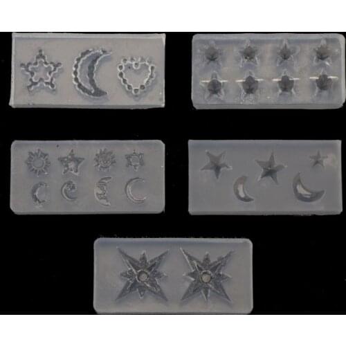 5Pcs Mini Moon Star Sun Resin Mold Astral Planet Jewelry Fillings Silicone Mold